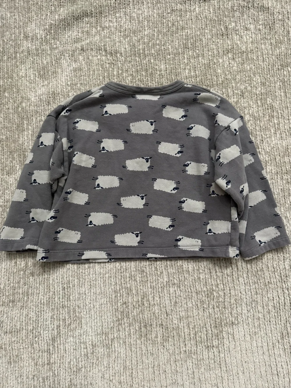 Petit Bateau Sheep Print Sweatshirt Gray French Kids Pullover Size 3 Years